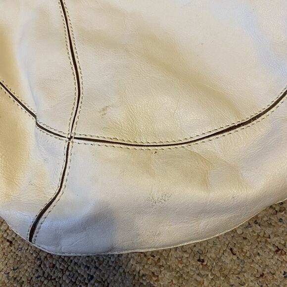 Michael Kors Ivory Smooth Leather White Stitching Hobo Shoulder Bag Y2K Office - Picture 5 of 9